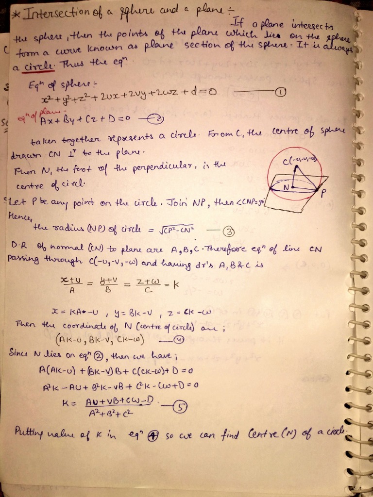 Plane Intersection and Tangent Analysis | PDF