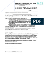 Informed Consent For Anaesthesia
