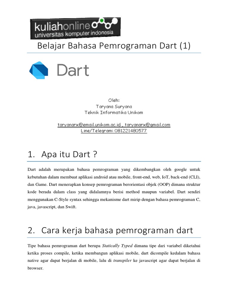 Pengenalan Bahasa Pemrograman Dart | PDF