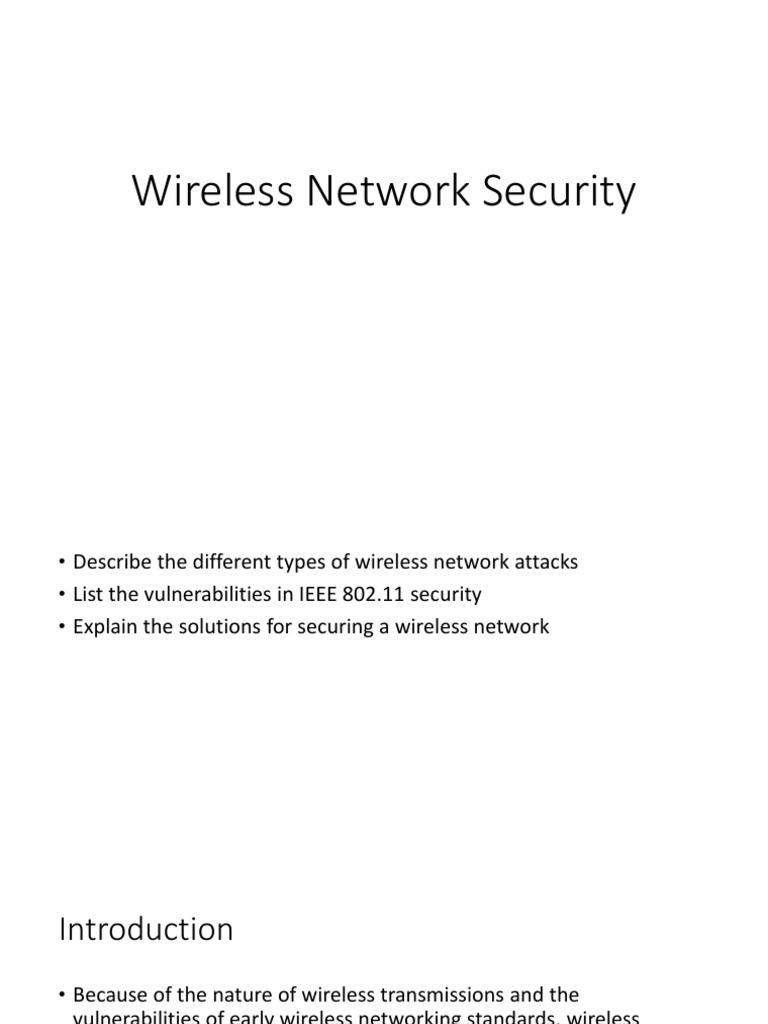 Wireless Network Security Overview | PDF | Wi Fi | Computer Network