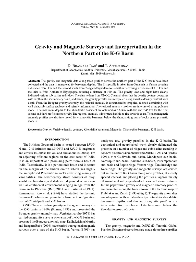 Gravity and Magnetic Surveys and Interpretation in The Northern Part of ...