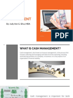 Cash Management: By: Judy Ann G. Silva, MBA