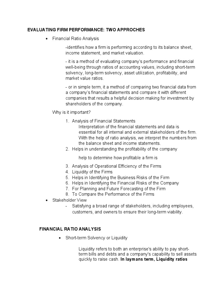 Evaluating Firm Performance Approaches | PDF | Financial Ratio | Revenue