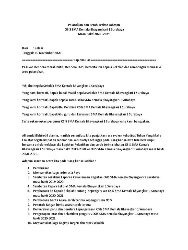 Kumpulan Contoh Mc Serah Terima Jabatan Kepala Sekolah - filtrujillo.com