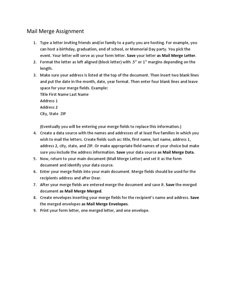 Mail Merge Criteria | PDF
