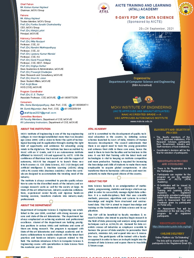 5-Days FDP Data Science: Aicte Training and Learning (Atal) Academy ...