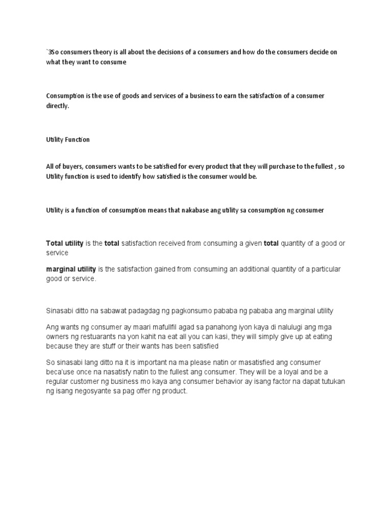 Consumer Behavior and Utility Explained | PDF
