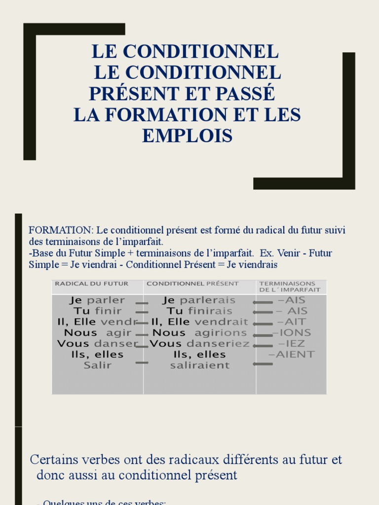 Conditionnel Present Arriver Le Conditionnel | PDF | Verbe | Conjugaison