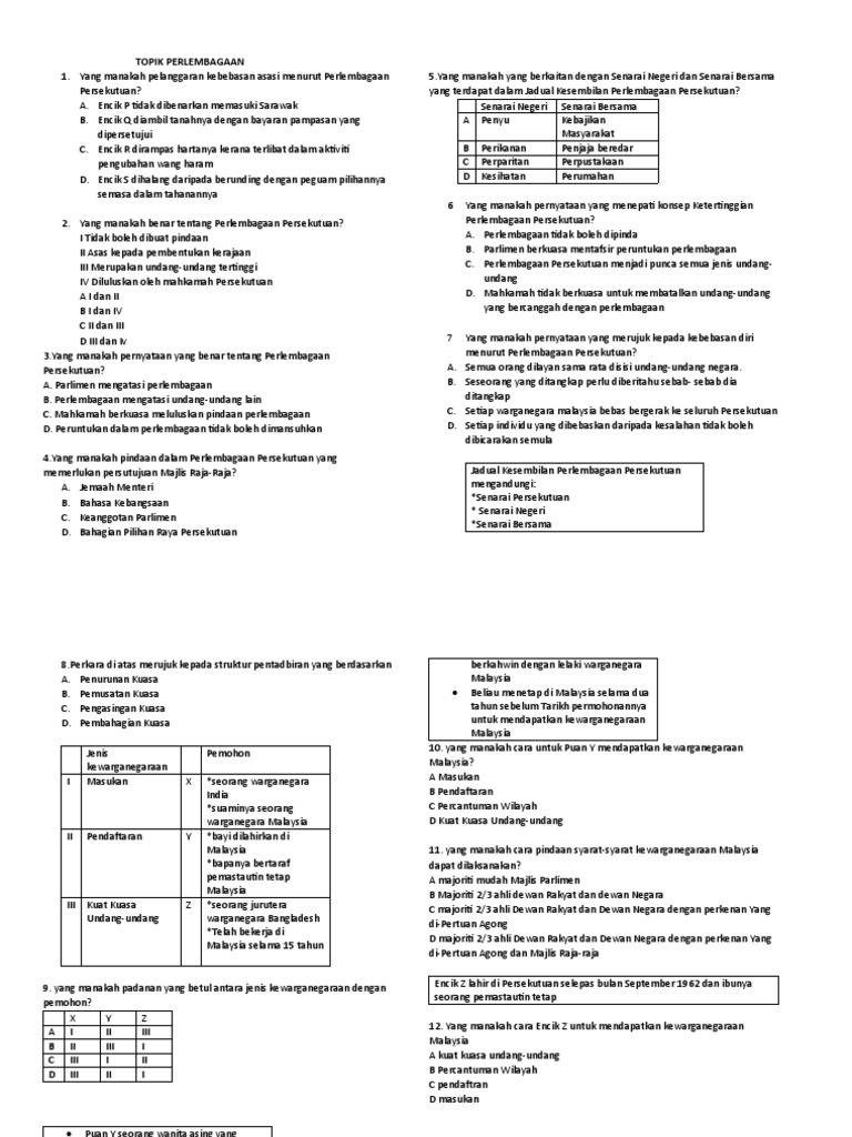 Bahagian A Sem 1 Perlembagaan Pdf