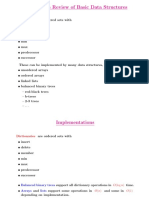 One Minute Review of Basic Data Structures: Dictionaries