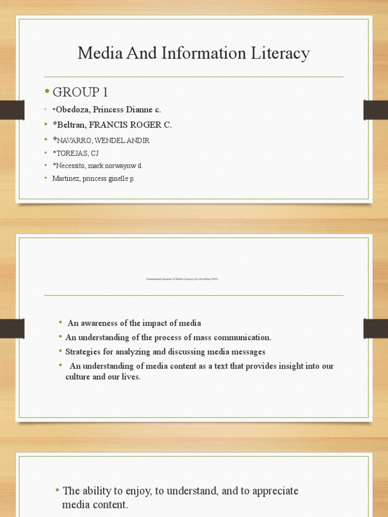 Understanding Media Literacy Essentials | PDF | Communication | World ...