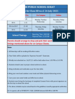 Delhi Public School Surat: Schedule For Class XII W.E.F. 26 July 2021