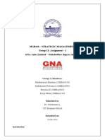 Mgb110 - Strategic Management Group 11: Assignment - 1 GNA Axles Limited - Stakeholders Impact Analysis