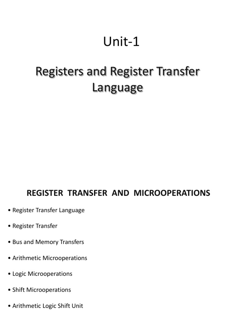 Registers and Register Transfer Language Unit1 PDF Digital