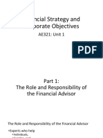 Financial Strategy and Corporate Objectives: AE321: Unit 1