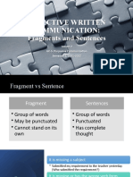 Effective Written Communication: Fragments and Sentences