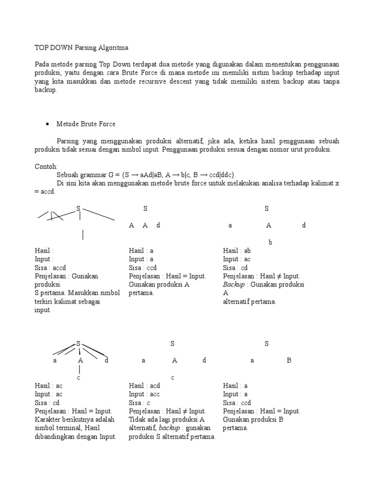 Algoritma Parsing Top Down dan Bottom Up | PDF