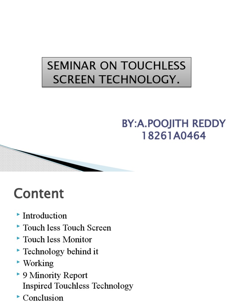 Touchless Touch Screen Technology PDF Touchscreen Computer Monitor