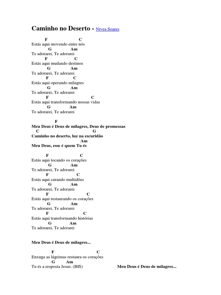 CIFRA - CAMINHO NO DESERTO (Leeland) - Baixar pdf de