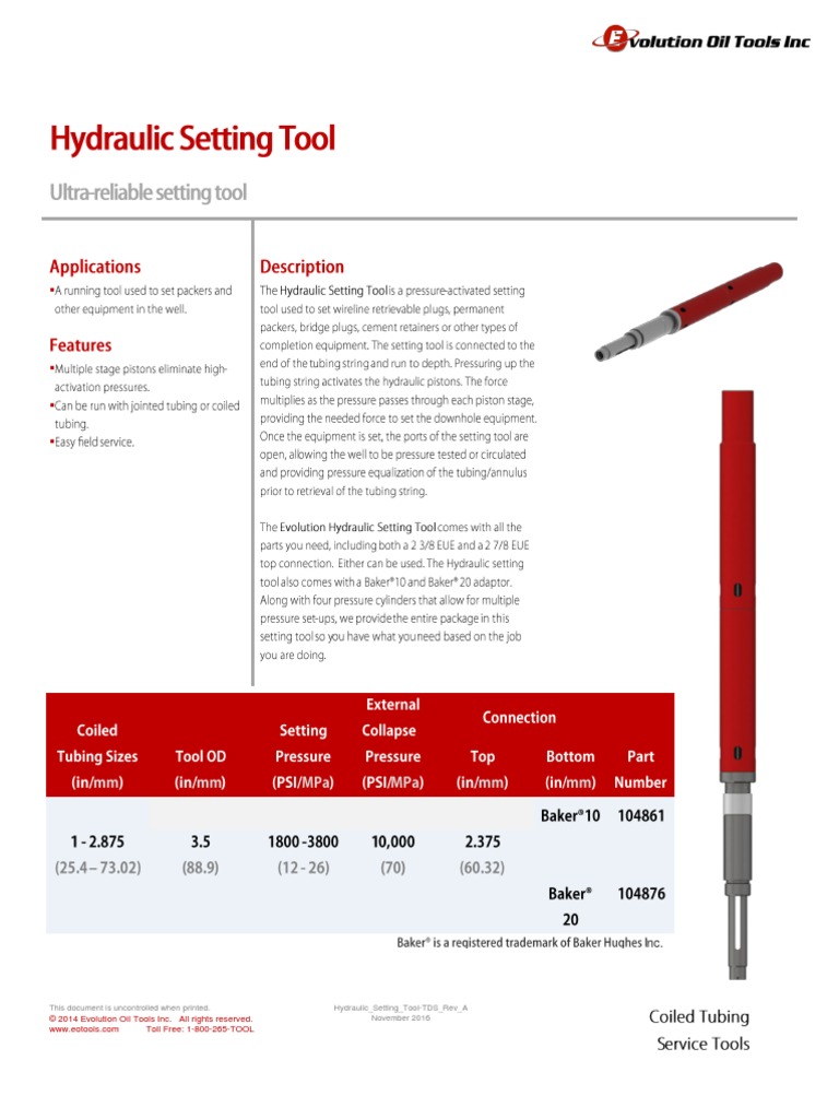 Hydraulic Setting ToolTds Rev A PDF