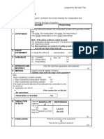 Form 5 Science Prepared by MR Daryl Tan: Section C: Experimenting Steps