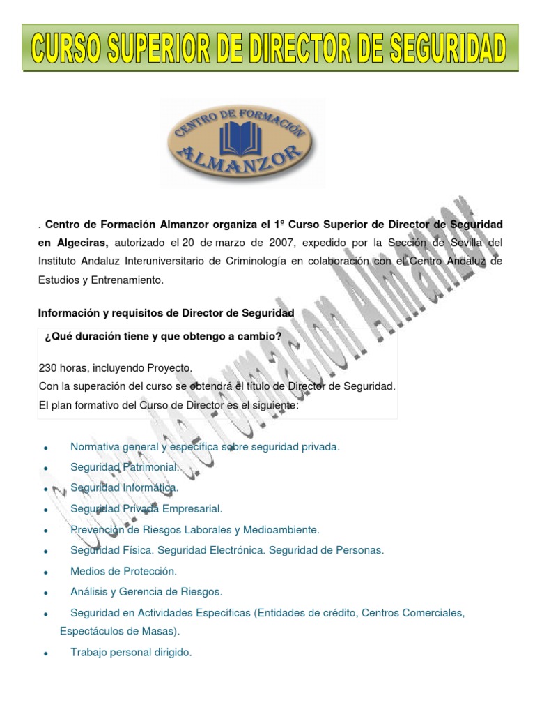 Curso de Director de Seguridad Privada | PDF | Seguridad | Estado ...