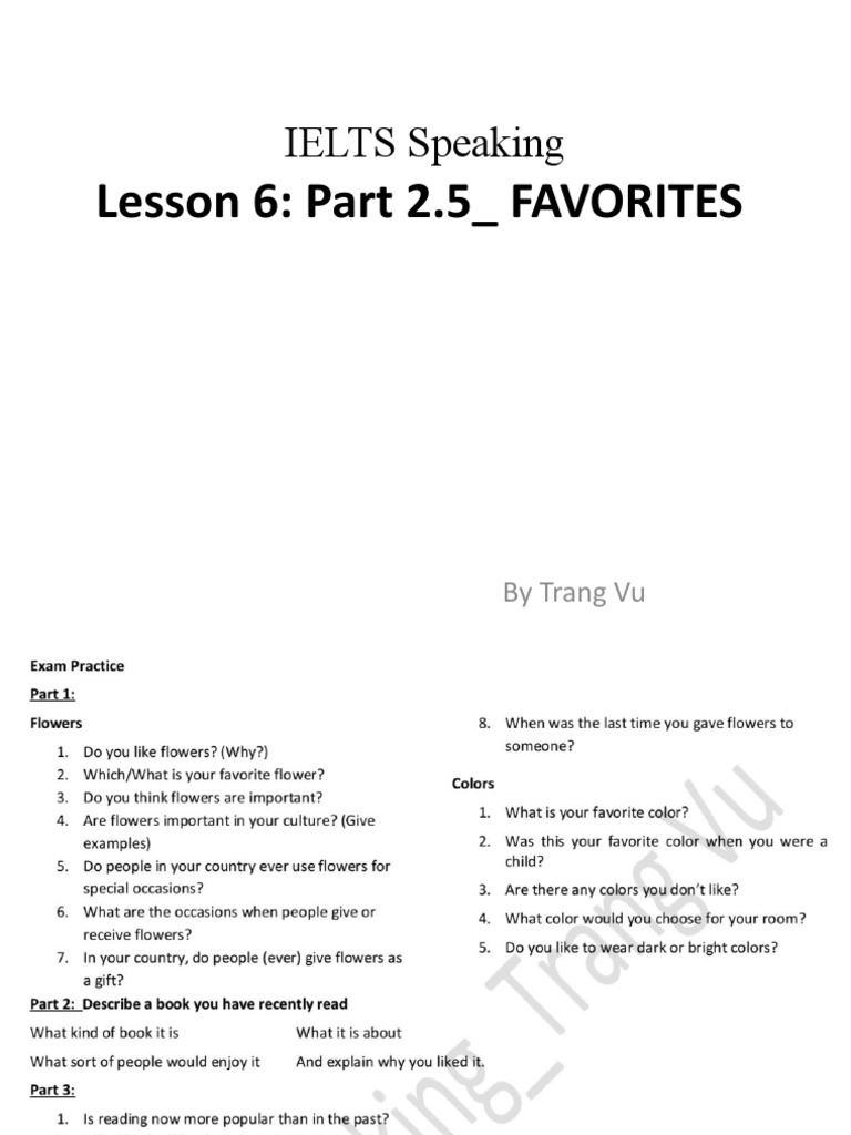 IELTS Speaking P2.5 Favorites | PDF