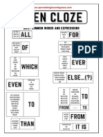 Open Cloze -Gapss Most Common Words and Expressions