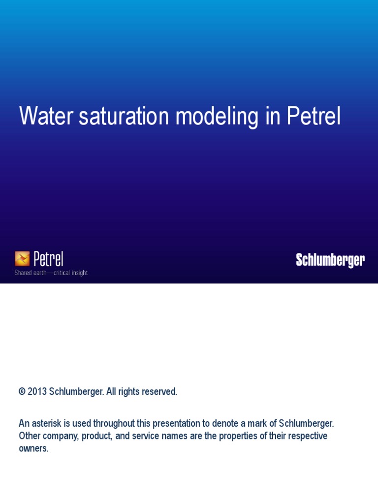 Water Saturation Modeling in Petrel - 6183242 - 01 | PDF