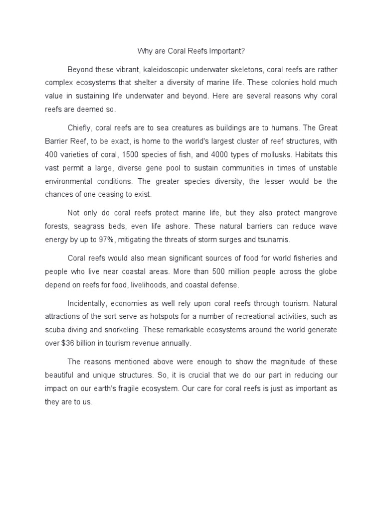 Coral Reefs and How They Are Important | PDF | Coral Reef | Marine Biology