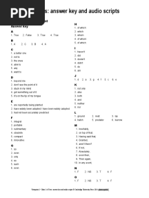 Units 1-6 Tests: Answer Key and Audio Scripts