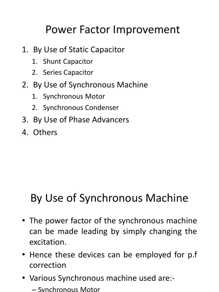 Power Factor Improvement Methods | PDF | Science & Mathematics ...