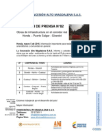 Boletín de Prensa N°82: Concesión Alto Magdalena S.A.S