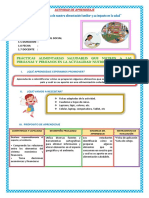 DIA 3 SESION DE APRENDIZAJE Prácticas Alimentarias Saludables Que Nutren A Las Peruanas y Peruanos en La Actualidad Nutrición.