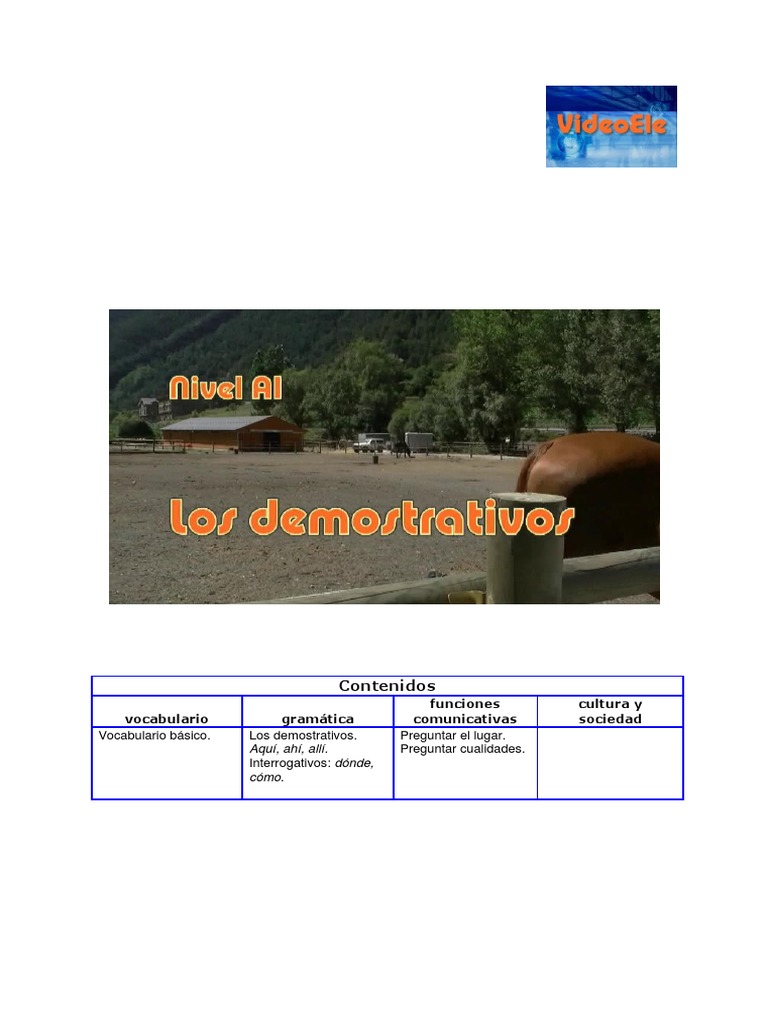 Uso de Demostrativos en Español A1 | PDF | Artes del Lenguaje y ...