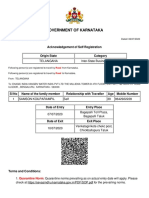 Government of Karnataka: RD813S200425243 Acknowledgement of Self Registration Origin State Category