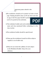 Important guidelines for worksheet booklet