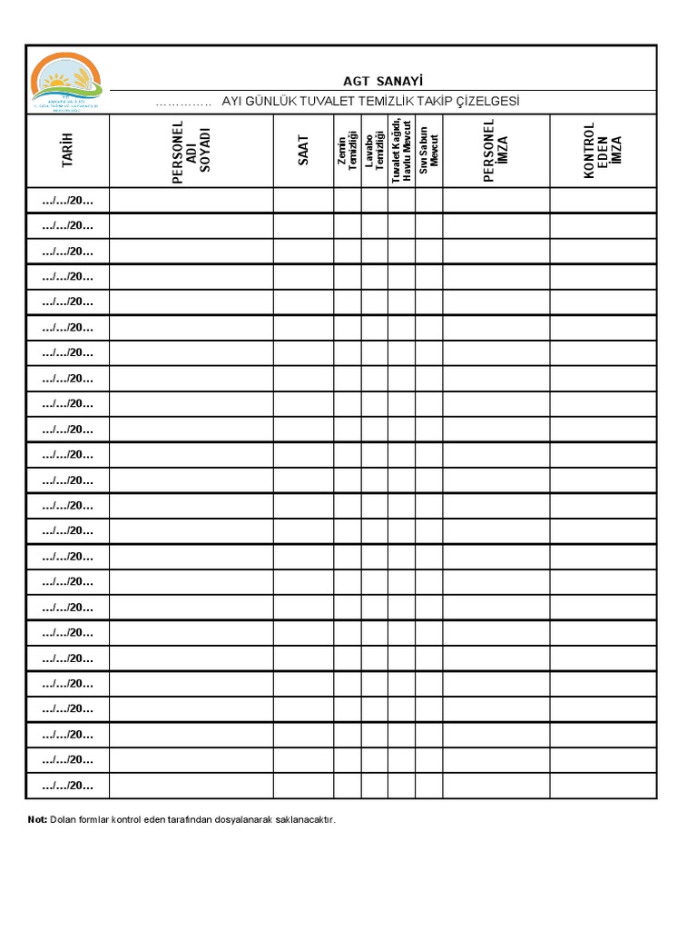 Günlük Tuvalet Temi̇zli̇k Taki̇p Çi̇zelgesi̇ | PDF