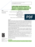 Project leadership performance impacts project outcomes
