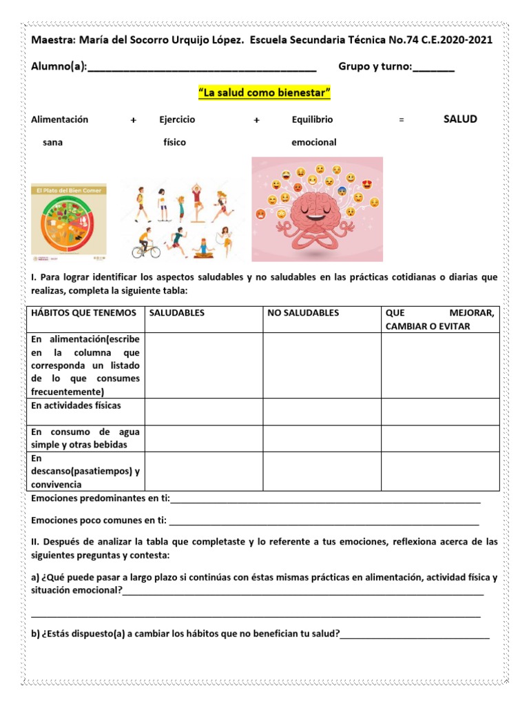 Actividades de Vida Saludable para Secundaria | PDF