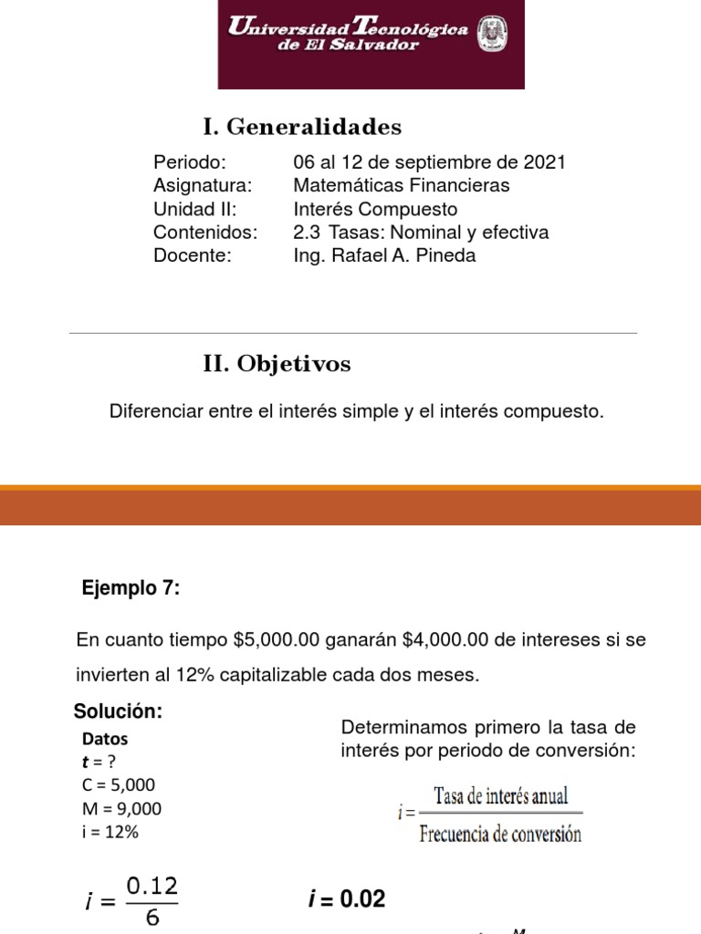 Tasa Nominal y Efectiva en Interés Compuesto | PDF | Finanzas ...