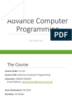 Advance Computer Programming LECTURE #1