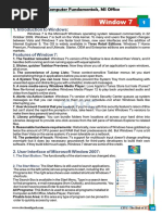 Window 7: A Guide To Computer Fundamentals, MS Office