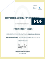 Jocelyn Mattisen López: Certificado de Asistencia Y Aprovechamiento