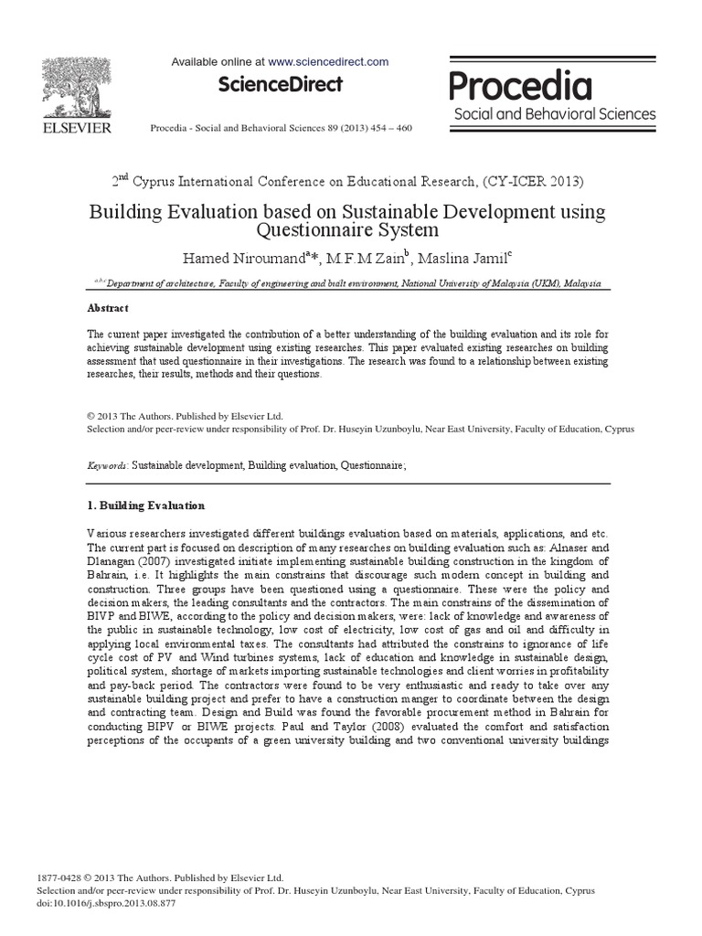 Building Evaluation Based On Sustainable Development Using ...