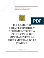 Reglamento para El Control Y Seguimiento de La Producción de Minerales en Las Áreas Mineras de La Comibol