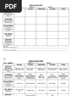 Two Year Old Preschool Lesson Plan PDF Free Download