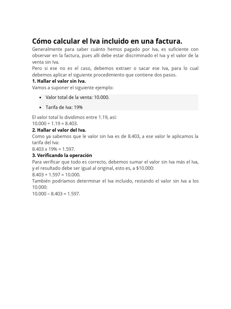 Descubre Cómo Hallar El Iva Incluido Paso A Paso – MFPD