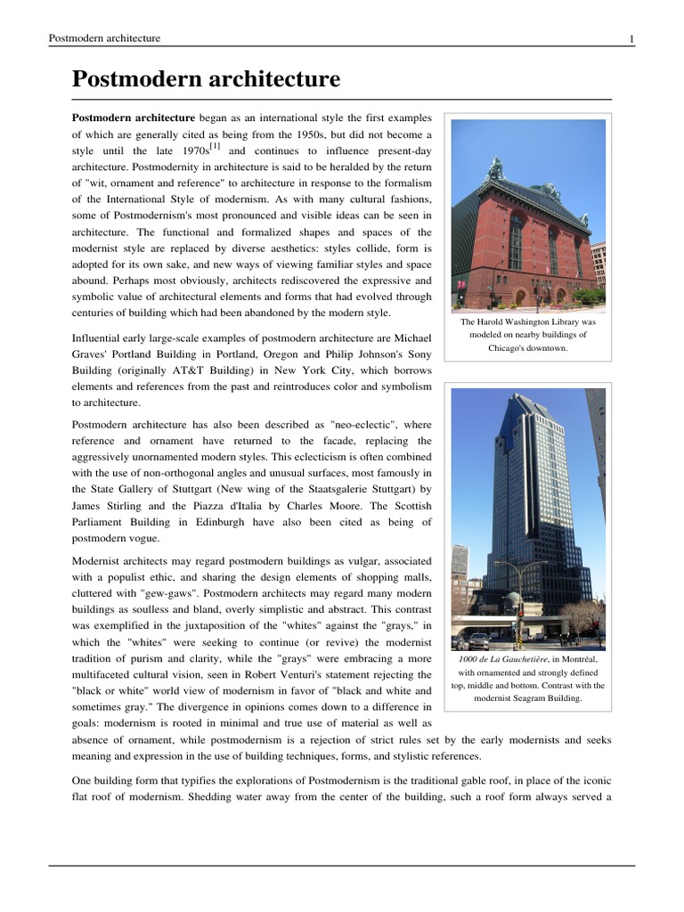 PostModern Architecture | PDF | Design | Architectural Design