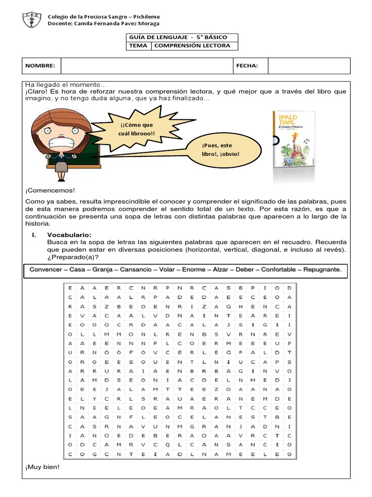 Guía de Comprensión Lectora 5° Básico | PDF | Artes del Lenguaje y ...